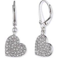 DKNY Women's Heart Drop Earrings with Crystal - Silver & Crystal