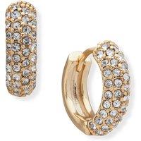 DKNY Women's Micropave Crystal Gold Huggie Click Earrings - Gold & Crystal