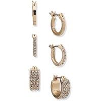 DKNY Women's Gold Trio Hoop Earrings With Crystal Details - Gold & Crystal