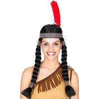 tectake Women's Womens Native American Wig in Black