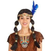 tectake Women's Womens Plaited Native American Wig in Black