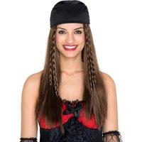 tectake Women's Pirate Wench Wig in Brown