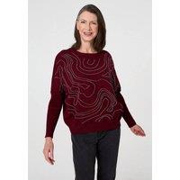 Izabel London Women's Diamante Detail Batwing Sleeve Jumper in Burgundy | Size: 10