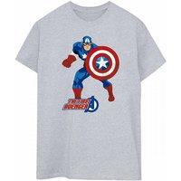 Captain America Women's The First Avenger Boyfriend T-Shirt in Mid Grey | Size: Small