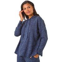 Roman Women's Soft Touch Drawstring Hoodie in Navy | Size: 12