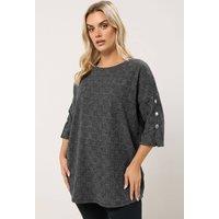 Yours Women's Soft Touch Button Top in Grey | Size: 30-32