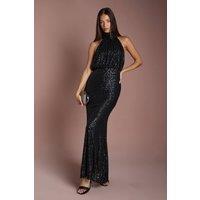 Coast Women's Halterneck Sequin Bridesmaid Maxi Dress in Black | Size: 16