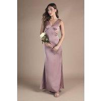 Coast Women's Bow Back V Neck Satin Bridesmaid Dress in Dusty Mauve | Size: 12