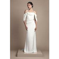 Coast Women's Cowl Neck Corset Drape Satin Maxi Wedding Dress in Oyster | Size: 10