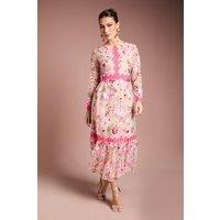 Coast Women's Embroidered Floral Midi Dress in Nude | Size: 14
