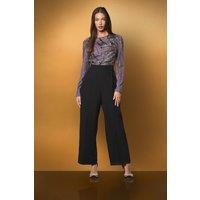 Coast Women's Floral Placement Embellished Long Sleeve Party Jumpsuit in Purple | Size: 10