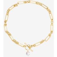Arctic Fox & Co. Women's Molten Chunky Chain Pearl Necklace in Metallic Gold | Size: Standard