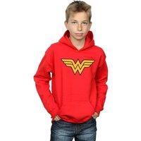 DC Comics Boy's Wonder Woman Logo Hoodie in Red | Size: 7-8 Years