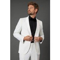 Burton Men's White Wide Lapel Tailored Fit Dinner Jacket | Size: 40S