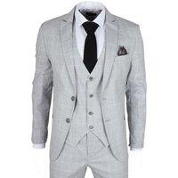Infinity Leather Men's Checked 3 Piece Suit Tailored Fit in Grey | Size: 48R