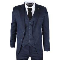 TruClothing Men's 3 Piece Tailored Fit Wedding Suit in Navy | Size: 50R