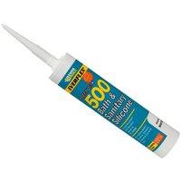 Everbuild 500 Bath & Sanitary Silicone Sealant Translucent 290Ml in White