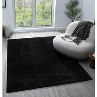Desire Rugs Comfy Washable Low Pile Living Room Area Rug - Anti-Slip Felt Backing in Black | Size: 60 cm x 200 cm
