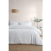 Serene 'Honley Seersucker' Textured Duvet Cover Set in White | Size: Super King
