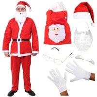 I Love Fancy Dress 5 Piece Santa Costume - with Glasses, Gloves, Eyebrows & Sack | Size: XS
