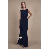 Coast Girl's Teen Bridesmaid Ruched Detail Satin Maxi Bridesmaid Dress in Navy | Size: 9-10 Years