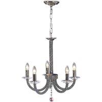 Netlighting Elena Ceiling Pendant Chandelier 5 Light Black Chrome Crystal