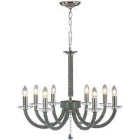 Netlighting Elena Ceiling Pendant Chandelier 8 Light Black Chrome Crystal