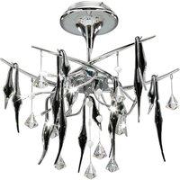 Netlighting Cygnet Ceiling 10 Light Polished Chrome Black Glass Crystal in Grey