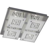 Netlighting Cosmic Flush Ceiling Square 4 Light Polished Chrome Glass Crystal in Grey