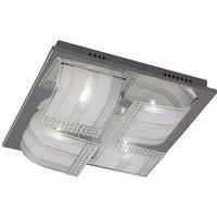 Netlighting Charis Flush Ceiling Large 4 Light Polished Chrome Glass Crystal in Grey