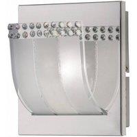 Netlighting Charis Flush Wall Lamp Switched 1 Light Polished Chrome Glass Crystal in Grey