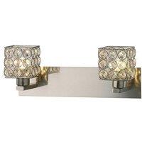 Netlighting Elsa Wall Lamp 2 Light Satin Nickel Crystal in Grey