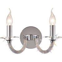 Netlighting Elena Wall Lamp Switched 2 Candle Light Polished Chrome Crystal in Grey