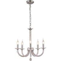 Netlighting Elena Ceiling Pendant Chandelier 5 Light Polished Chrome Crystal in Grey