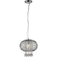 Netlighting Chelsie Medium Ceiling Pendant 1 Light Polished Chrome Clear Glass in Grey