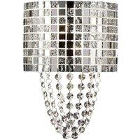 Netlighting Camden Wall Lamp 2 Light G9 Polished Chrome Mosaic Glass Crystal in Grey