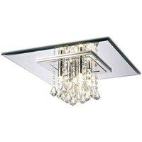 Netlighting Starda Flush Ceiling Square 5 Light G9 Polished Chrome Crystal in Grey