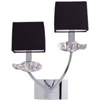Netlighting Akira Wall Lamp Switched 2 Light E14 Polished Chrome with Black Shades in Grey