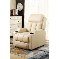More4Homes Studio Leather Recliner With Drink Holders Sofa Armchair in Cream