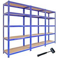 Monstershop 3 x Monster Racking T-Rax Metal Storage Shelves, Blue, 90cm W, 45cm D in Blue