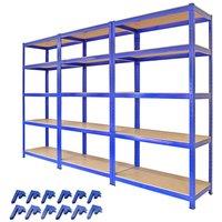 Monstershop 3 x T-Rax 90cm Blue Racking & Bay Connectors