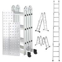 Samuel Alexander 3.46m Lightweight Aluminium Folding Multi-position Work Platform Ladder in Silver