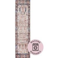 Kukoon Washable Runner Rug Beige Floral Long Hallway Carpet Mat 80cm x 300cm | Size: 80 cm x 300 cm