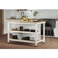 Baumhaus Kitchen Island (White) Open with Breakfast Bar in White