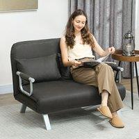 HOMCOM Fabric Sofa, Convertible 2 Seater Sofa Bed w/ Pillows in Dark Grey