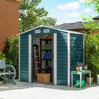 OUTSUNNY 7 x 4ft Metal Garden Shed with Double Doors & Gloves, Green