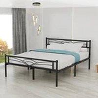 Havendro 135*190cm Strong Single Double Bed Metal Bed Frame in Black