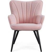 Havendro Ivory Chair Fabric Living Room Armchair with Soft Seat in Pink