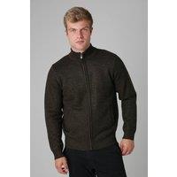 Kensington Eastside Men's Soft Fleece Lined Zip-Through Cardigan in Khaki | Size: XL