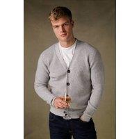Kensington Eastside Men's Waffle Knit V-Neck Cardigan in Grey | Size: XL